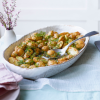 Roast Jersey Royal, dill and caper salad