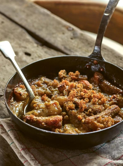 Roast Jerusalem artichokes with cream and cider