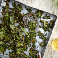Roast kale crisps with cayenne and seaweed salt