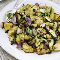 Roast kumara salad with balsamic honey dressing