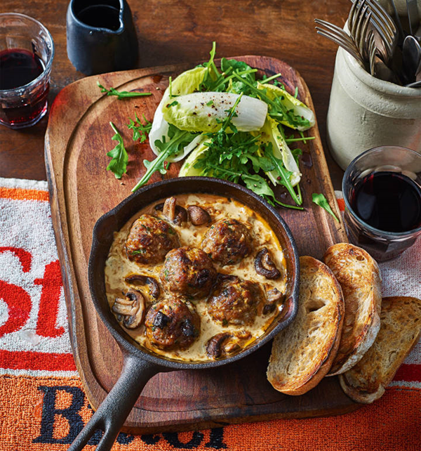 Roast lamb meatballs in a creamy porcini sauce [Charlie Smith, The Abbey Inn]