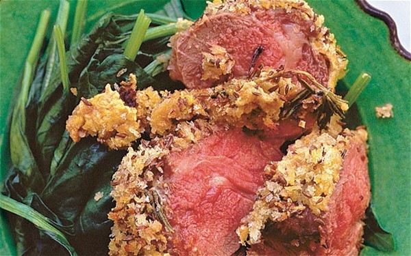 Roast lamb, mustard and crumbs