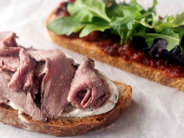Roast lamb sandwich with tomato chutney and rosemary goat cheese from 'Flour, Too' (Cook the Book)