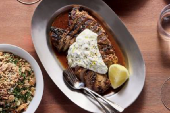 Roast lamb shoulder with tzatziki [Ozge Kalvo]