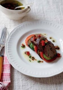 Roast lamb with Mediterranean vegetables and sauce vierge (Agneau aux petits légumes et sauce vierge)