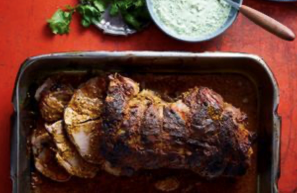 Roast lamb with saffron and tandoori spices