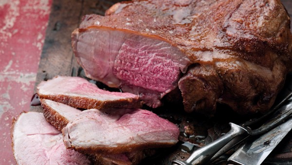 Roast Lebanese leg of lamb with spiced lentil purée