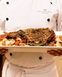 Roast leg of lamb with dried-cherry sauce