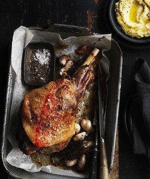 Roast leg of lamb with skordalia