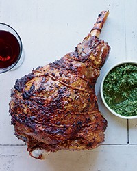 Roast leg of lamb with hemp seed pesto