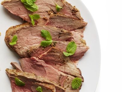 Roast leg of lamb with ginger and mint