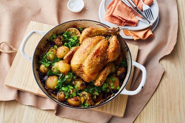 Roast lemon chicken and potatoes