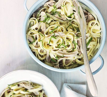 Roast lemon chicken with tagliatelle
