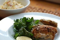 Roast little chickens with watercress & lemon
