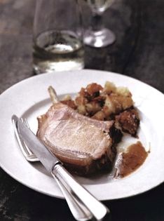 Roast loin of pork with crushed potatoes