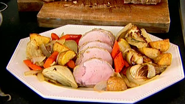 Roast loin of pork with fennel