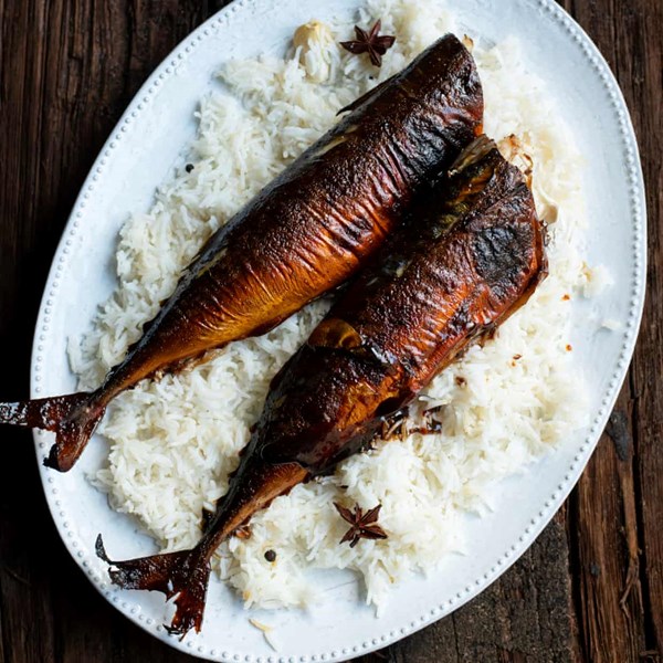 Roast mackerel with hoisin sauce
