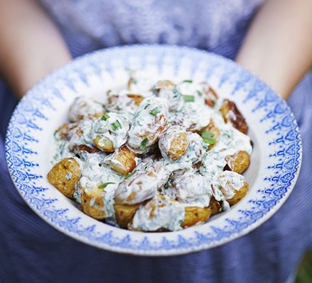 Roast new potato salad with caper & tarragon dressing