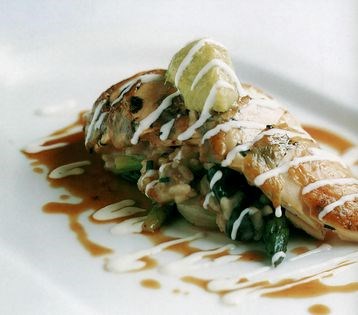 Roast organic chicken, wild mushroom risotto