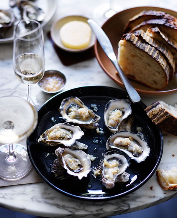 Roast oysters with horseradish