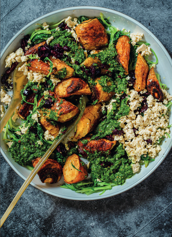 Roast parsnip salad with spicy coriander dressing