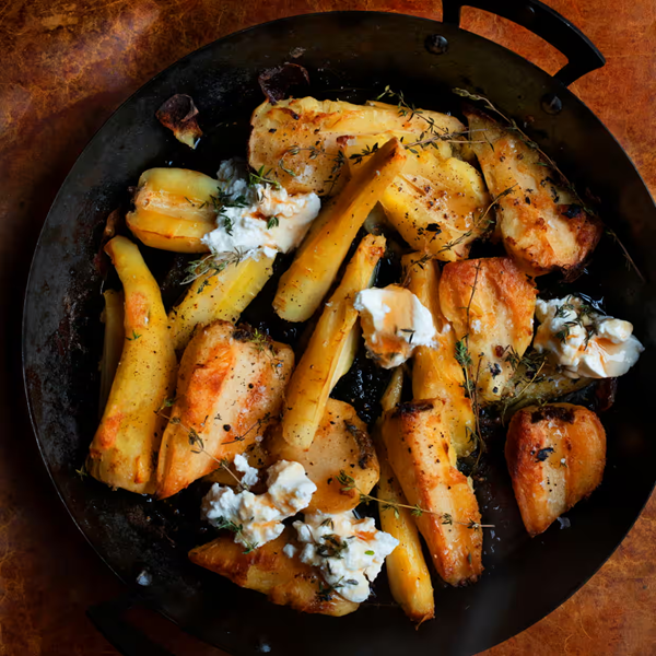 Roast parsnips with honey and ricotta