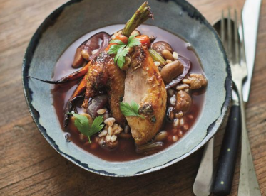 Roast partridge soup with chestnuts
