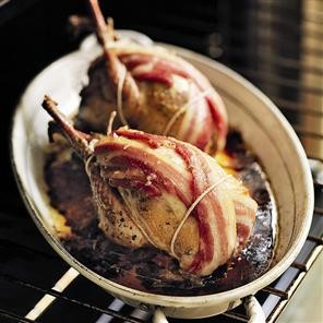 Roast partridge with cider gravy