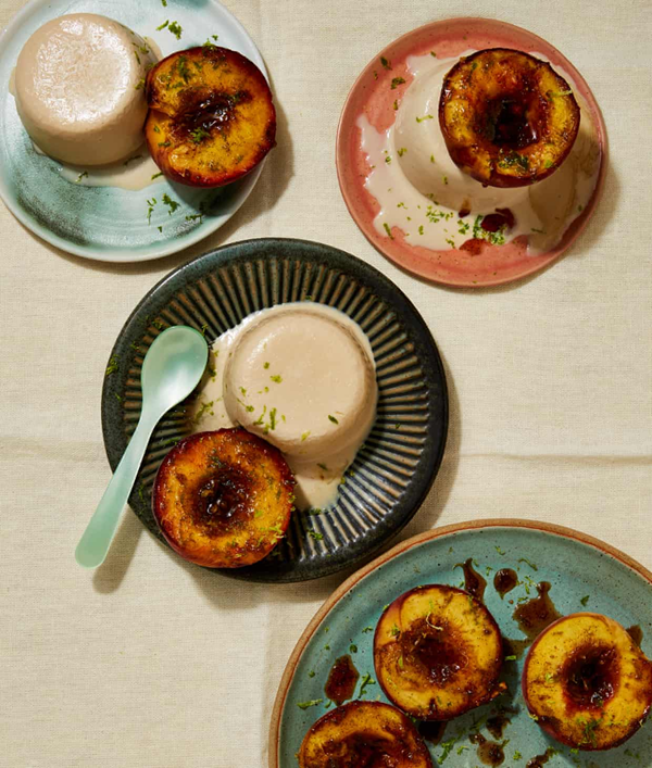 Roast peach with salted jaggery kulfi