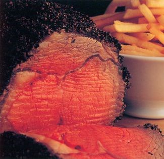 Roast peppered rib-eye of beef