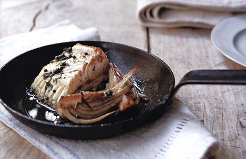 Roast plaice with fennel