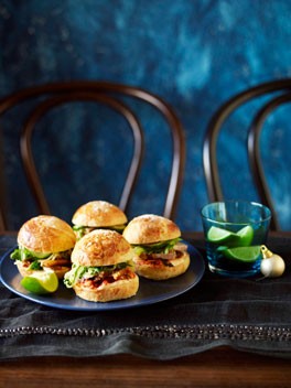 Roast pork belly and kimchi burgers