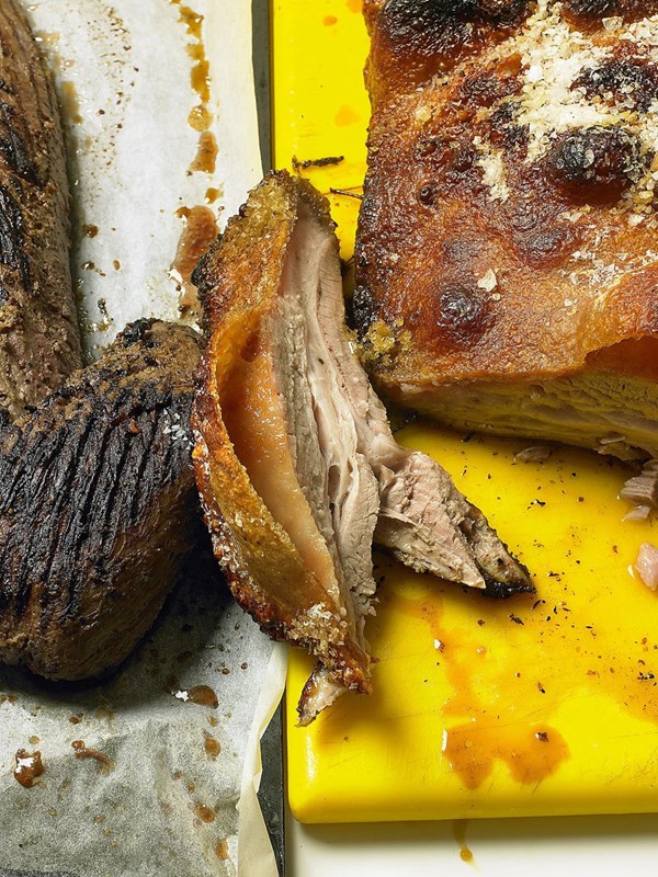 Roast pork belly (plus two relishes)