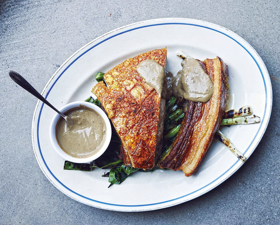Roast pork belly with "lechon" sauce