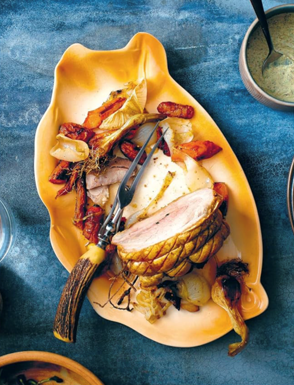 Roast pork, carrot 'chutney' & sunflower cream