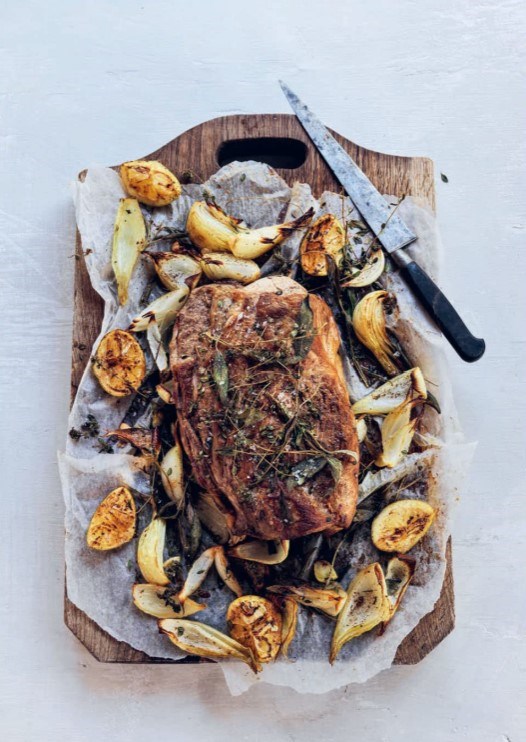 Roast pork loin in vermouth