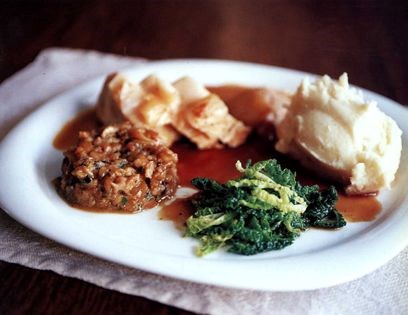 Roast pork loin with braised trotter