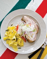 Roast pork loin with fennel salad