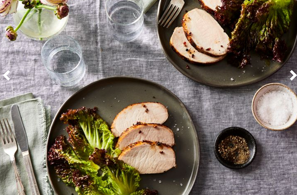 Roast pork loin with pink peppercorn, brown sugar, & sage