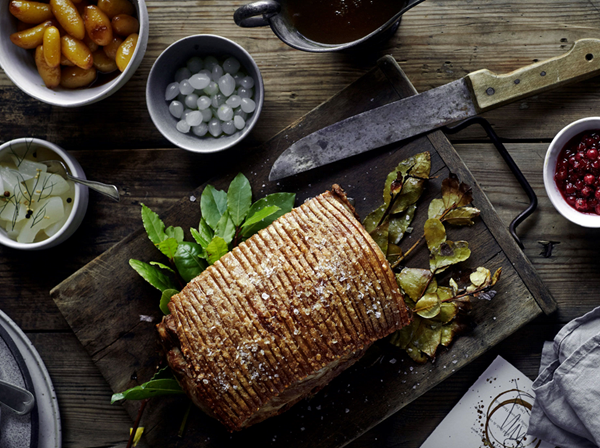 Roast pork loin with salted caramel potatoes