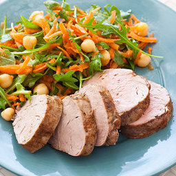 Roast pork tenderloin with carrot salad
