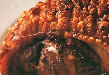 Roast pork with Bramley apple sauce