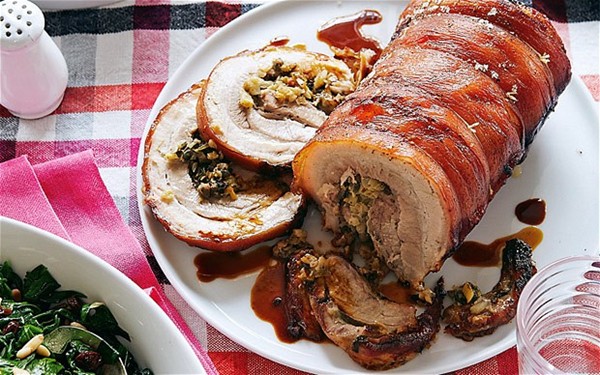 Roast pork with capers, fennel and lemon