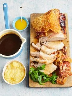 Roast pork with crackling and apple sauce