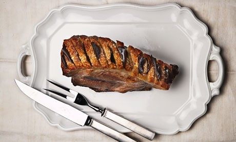 Roast pork with crackling and gravy
