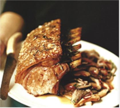 Roast pork with four mushrooms