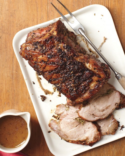 Roast pork with pan sauce