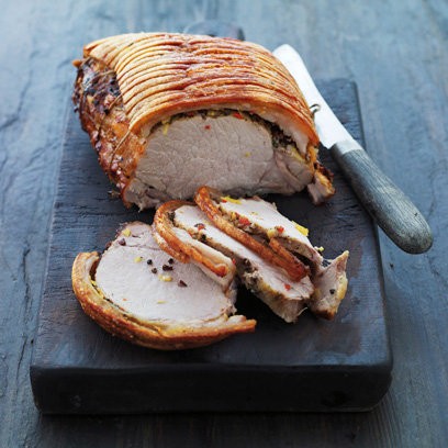 Roast pork with spices and crisp crackling
