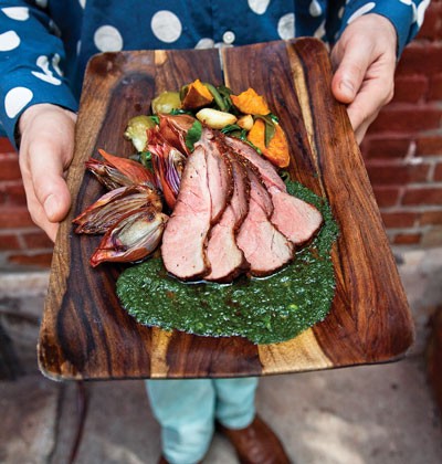 Roast pork with summer vegetables 