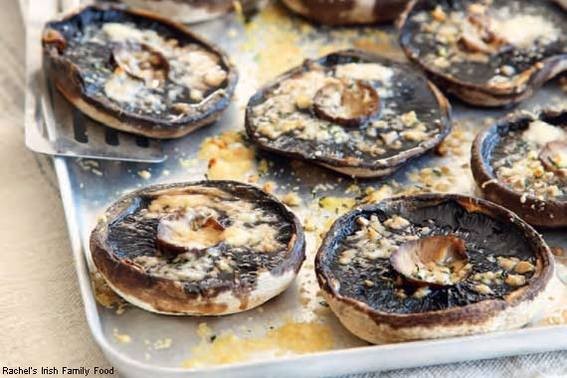 Roast portabello mushrooms with lime cream cheese